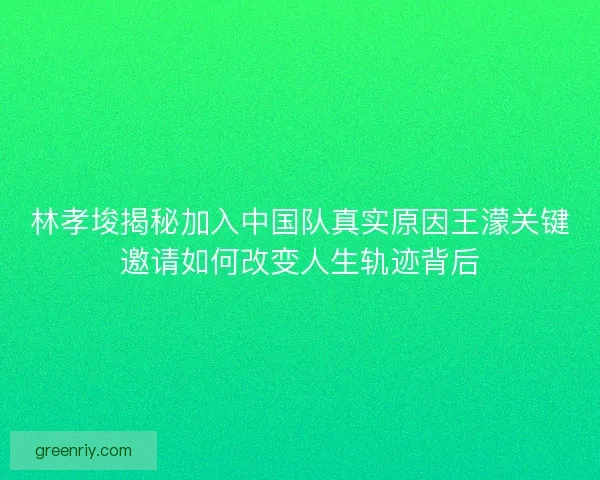 林孝埈揭秘加入中国队真实原因王濛关键邀请如何改变人生轨迹背后 林孝埈揭秘加入中国队真实原因王濛关键邀请如何改变人生轨迹背后